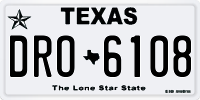 TX license plate DRO6108
