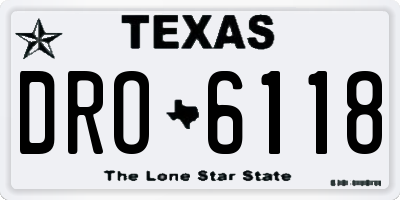 TX license plate DRO6118