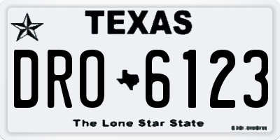 TX license plate DRO6123