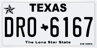 TX license plate DRO6167