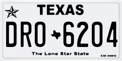 TX license plate DRO6204