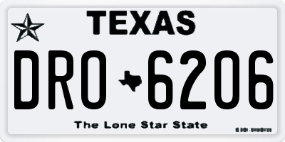 TX license plate DRO6206