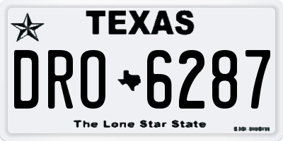 TX license plate DRO6287