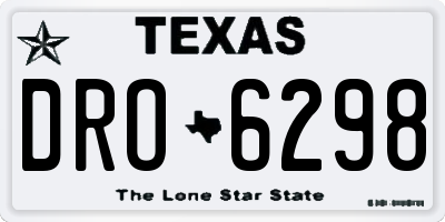 TX license plate DRO6298