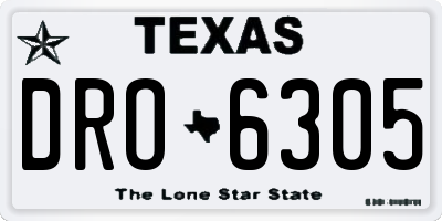 TX license plate DRO6305