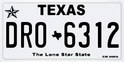TX license plate DRO6312