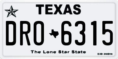TX license plate DRO6315