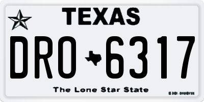 TX license plate DRO6317