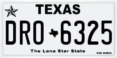TX license plate DRO6325