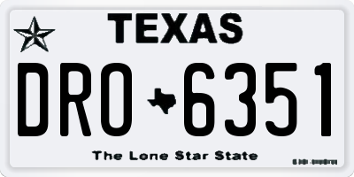 TX license plate DRO6351
