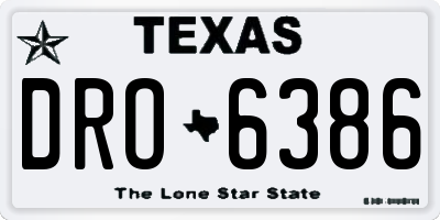 TX license plate DRO6386