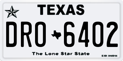 TX license plate DRO6402