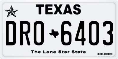 TX license plate DRO6403