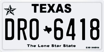 TX license plate DRO6418