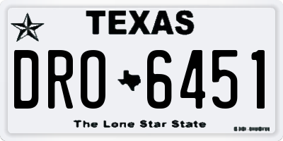 TX license plate DRO6451