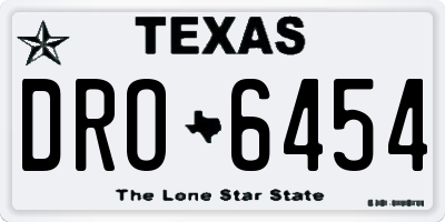 TX license plate DRO6454