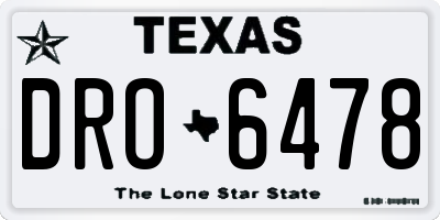TX license plate DRO6478