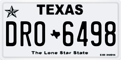 TX license plate DRO6498