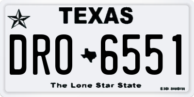 TX license plate DRO6551