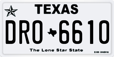 TX license plate DRO6610