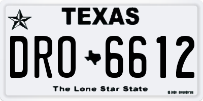 TX license plate DRO6612