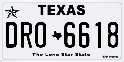 TX license plate DRO6618