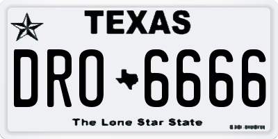 TX license plate DRO6666