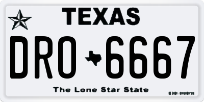 TX license plate DRO6667