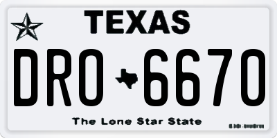TX license plate DRO6670