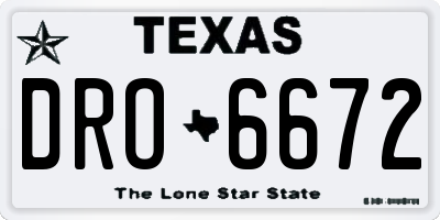 TX license plate DRO6672