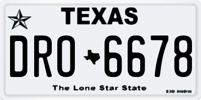 TX license plate DRO6678