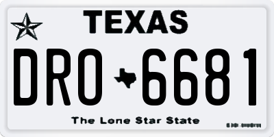 TX license plate DRO6681