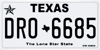 TX license plate DRO6685