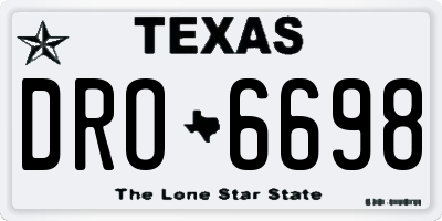 TX license plate DRO6698