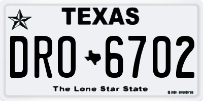 TX license plate DRO6702
