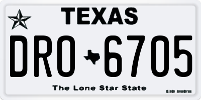 TX license plate DRO6705