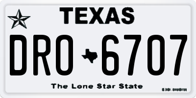 TX license plate DRO6707