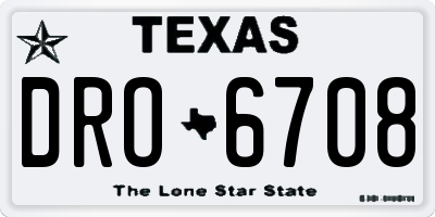 TX license plate DRO6708
