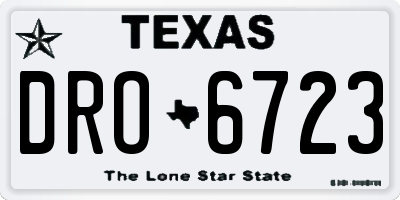 TX license plate DRO6723