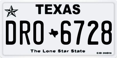 TX license plate DRO6728