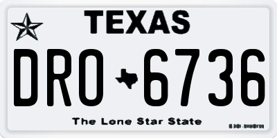 TX license plate DRO6736