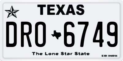 TX license plate DRO6749
