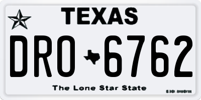 TX license plate DRO6762