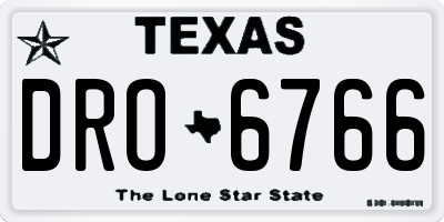 TX license plate DRO6766