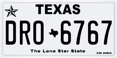 TX license plate DRO6767