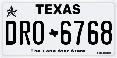 TX license plate DRO6768