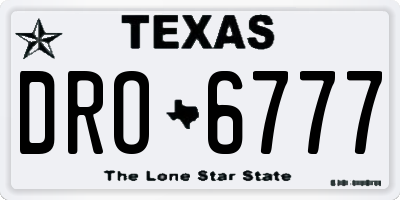 TX license plate DRO6777