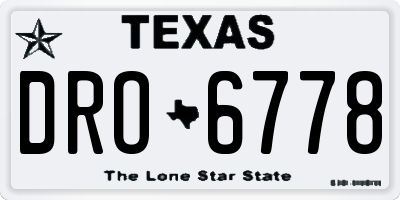 TX license plate DRO6778