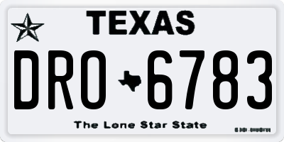 TX license plate DRO6783
