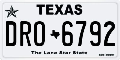 TX license plate DRO6792